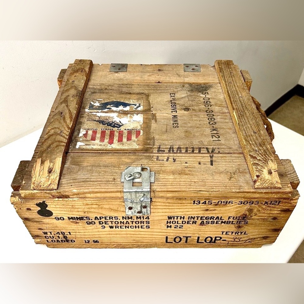 c. 1956 Korean War Empty Wooden US Military Landmine Crate
